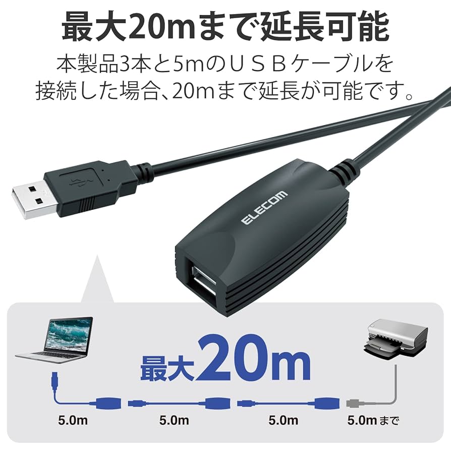 Amazon.co.jp: エレコム USBケーブル 延長ケーブル (USB-A